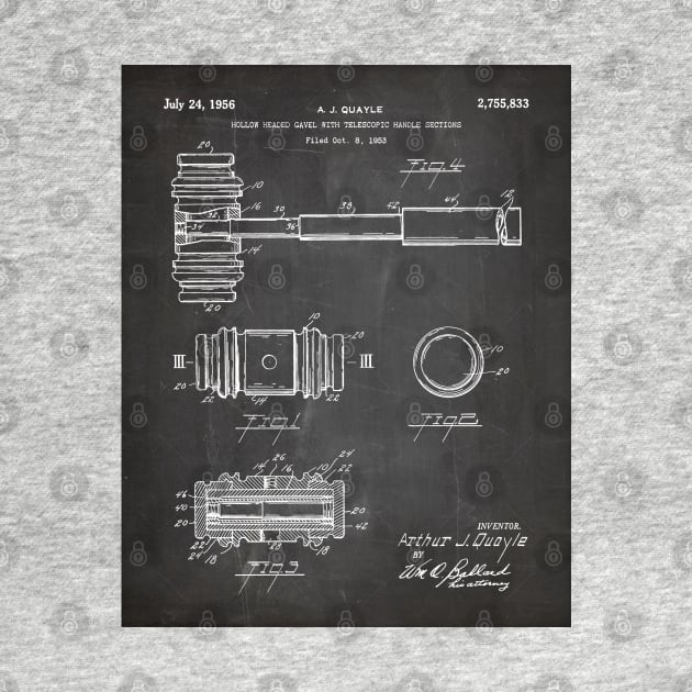 Judge Gavel Patent - Lawyer Art - Black Chalkboard by patentpress